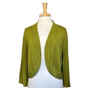 NWT Jessica Howard Open-Front Cardigan Shrug Bolero Women 2X Avocado Green